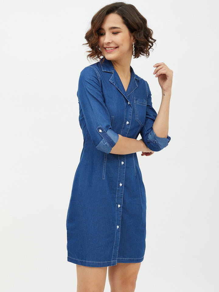 Blue-Denim-Lapel-Collar-Shirt-Dress