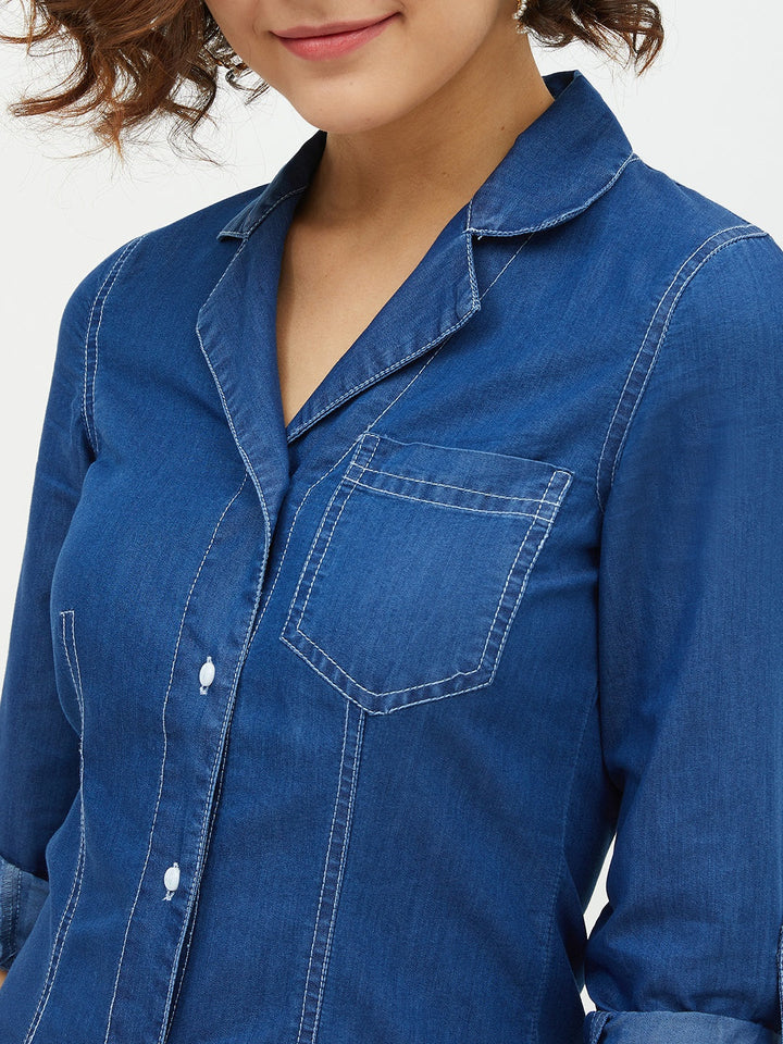 Blue-Denim-Lapel-Collar-Shirt-Dress