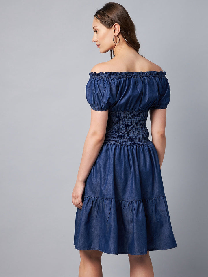 Blue-Denim-Peasant-Style-Smocked-Waist-Dress