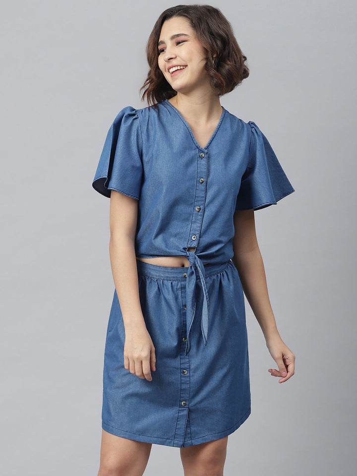 Blue-Denim-Tie-Knot-Top-&-Attached-Skirt