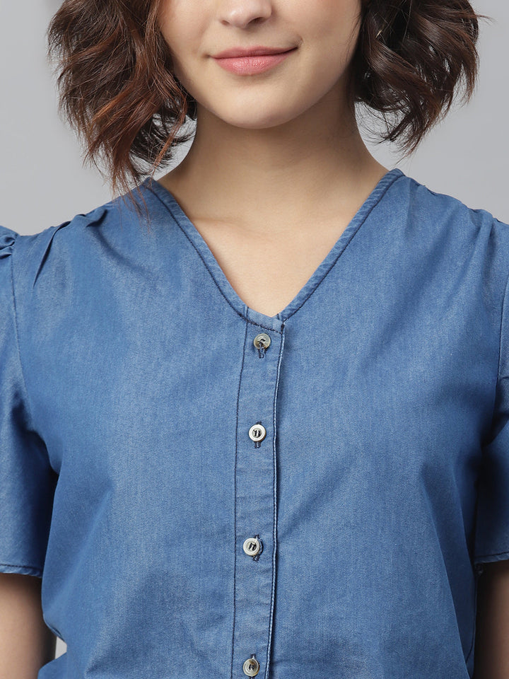 Blue-Denim-Tie-Knot-Top-&-Attached-Skirt