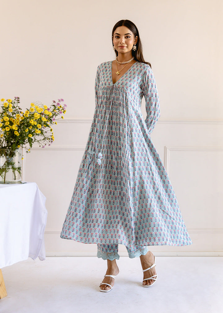 Blue-Muslin-Silk-Printed-Cross-Gather-Anarkali-Set