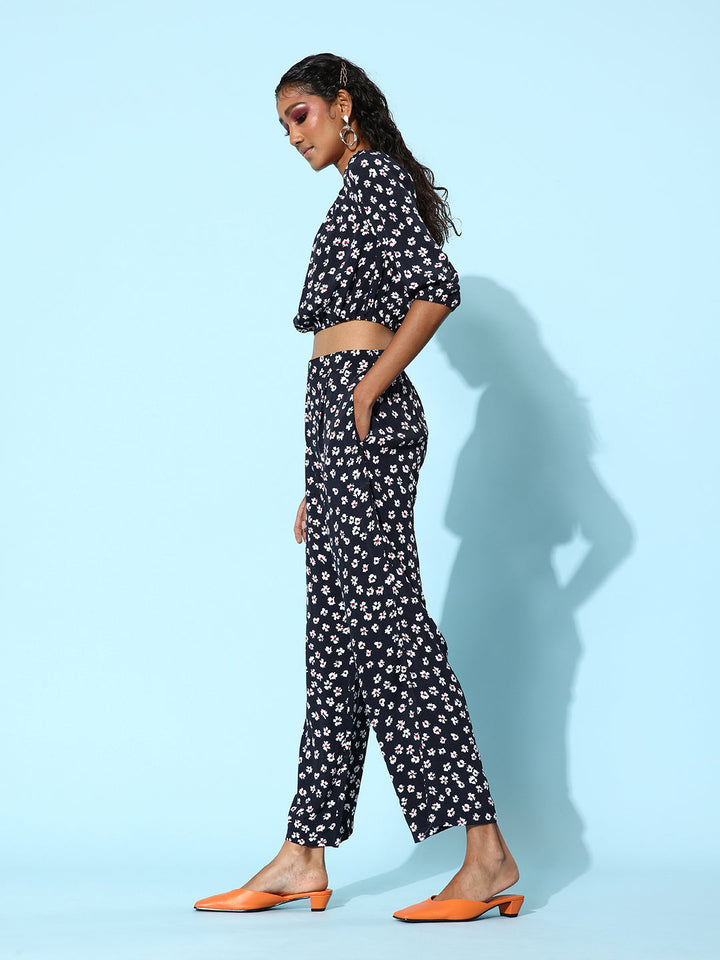 Blue-Polyester-Moss-Off-Shoulder-Co-Ord-Set