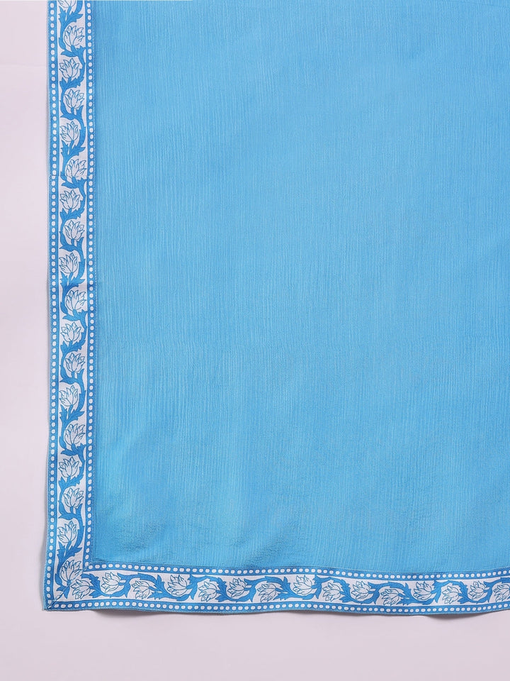 ZERESOUQ-Blue-Rayon-Blend-Floral-Printed-3-Piece-Kurta-Set