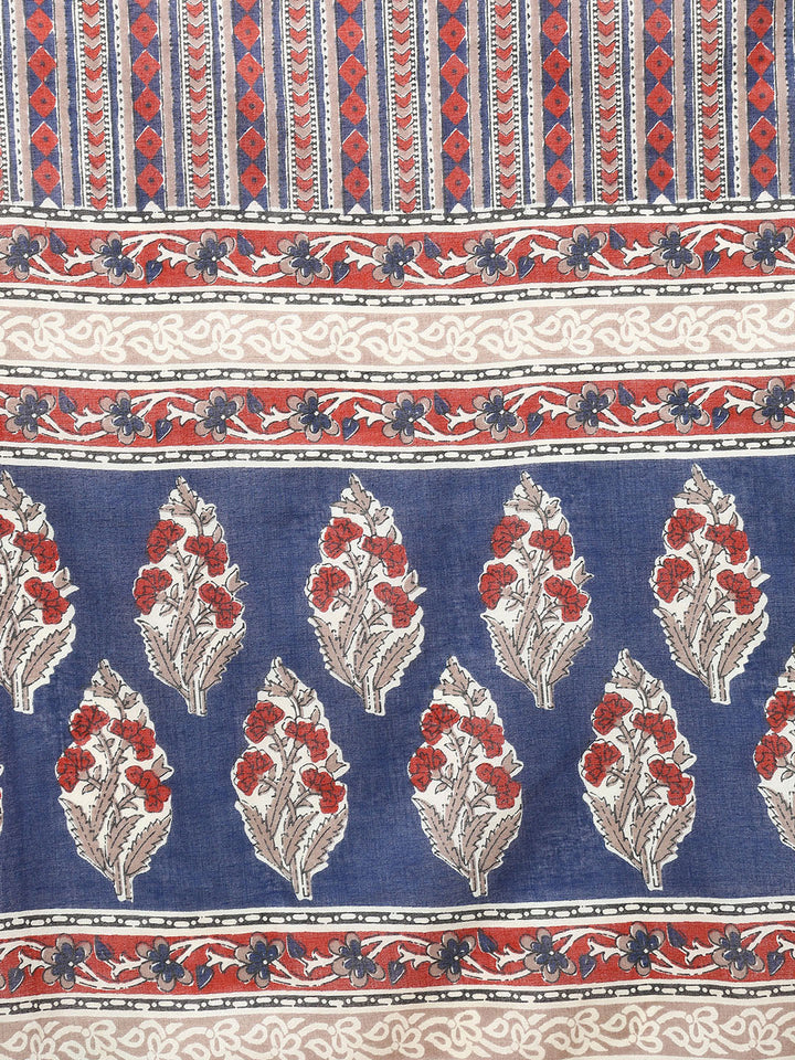 ZERESOUQ-Blue-Rayon-Blend-Floral-Printed-Kurta-Trousers-With-Dupatta