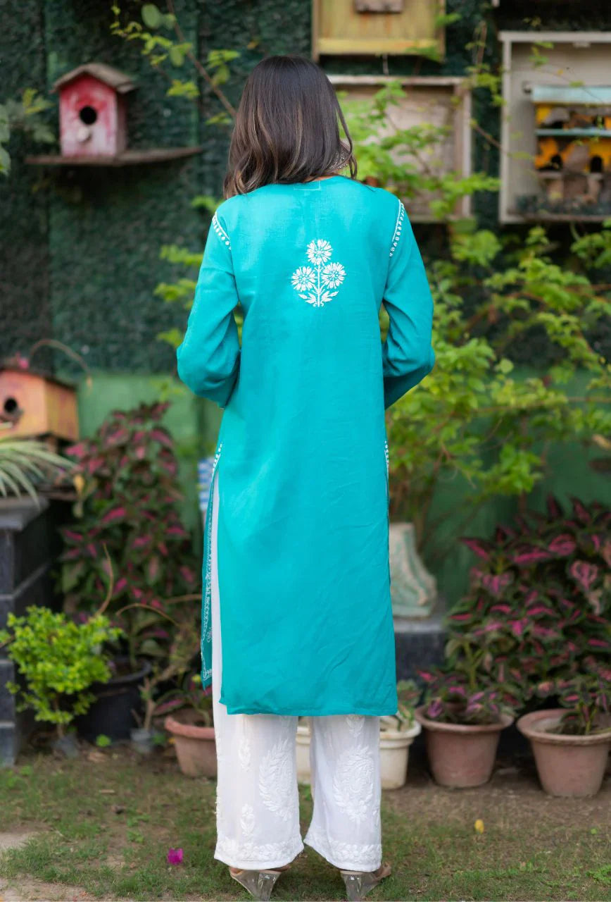 Blue-Cotton-Alifa-Chikankari-Kurta-Only