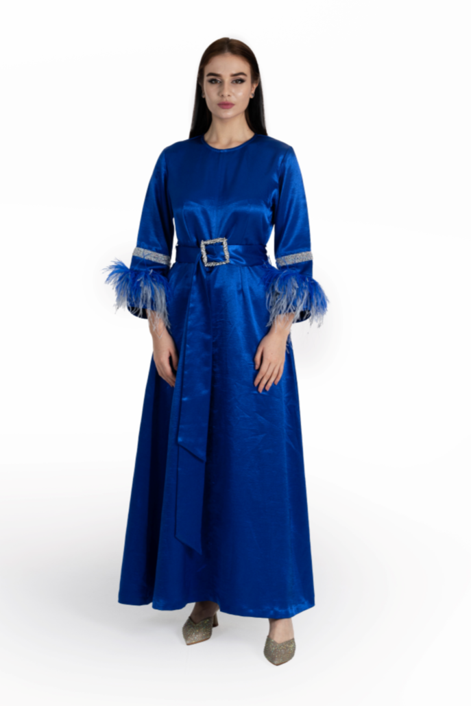 Blue Satin Tanaya Kaftan