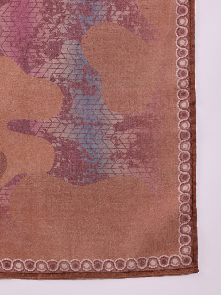ZERESOUQ-Brown-Silk-Blend-Floral-Printed-3-Piece-Kurta-Set