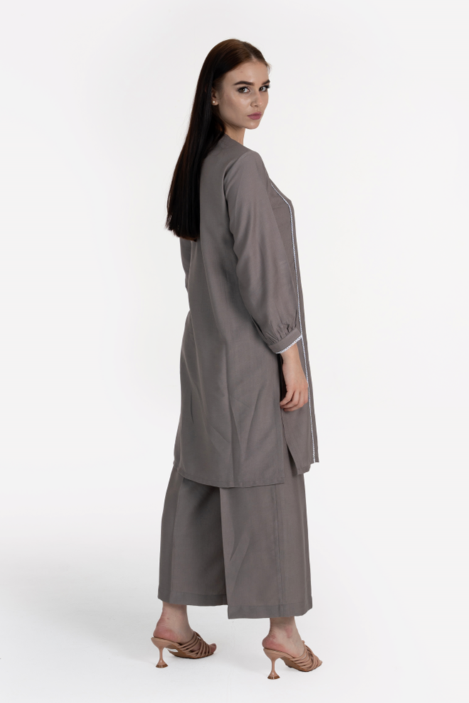 Brown Linen Blend Anaya Kurta & Pant Set