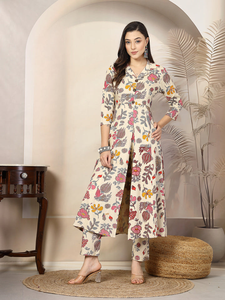 Cream-Rayon-Floral-Printed-A-Line-2-Piece-Kurta-Set