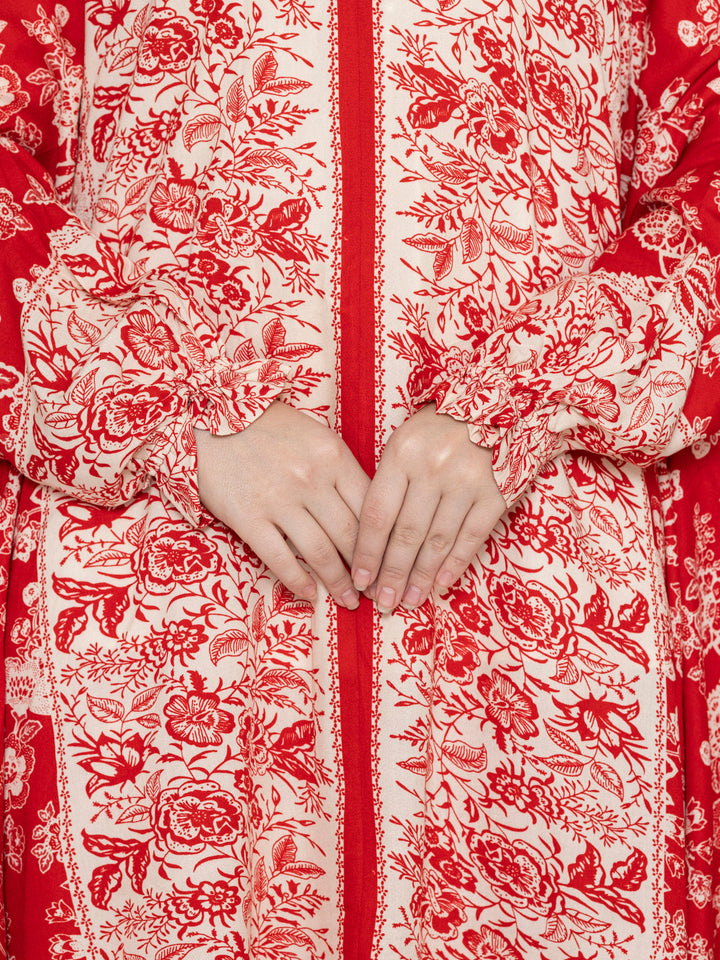 Crimson-Red-Viscose-Floral-Print-Co-Ord-Set