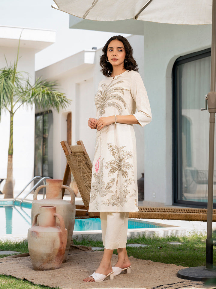 Off-White-Cotton-Floral-Printed-A-Line-2-Piece-Kurta-Set