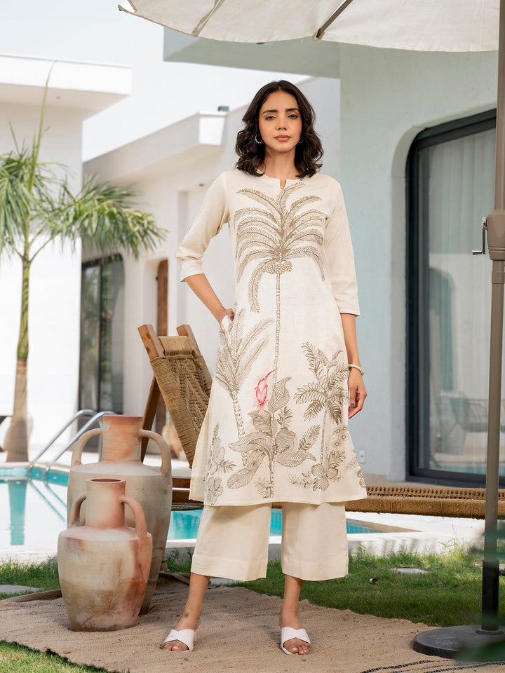 Off-White-Cotton-Floral-Printed-A-Line-2-Piece-Kurta-Set