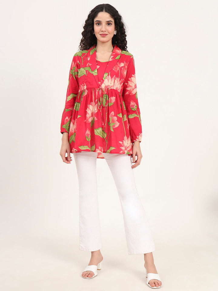 Red-Floral-Printed-Cotton-Lepal-Neck-Peplum-Tunic-ONLY