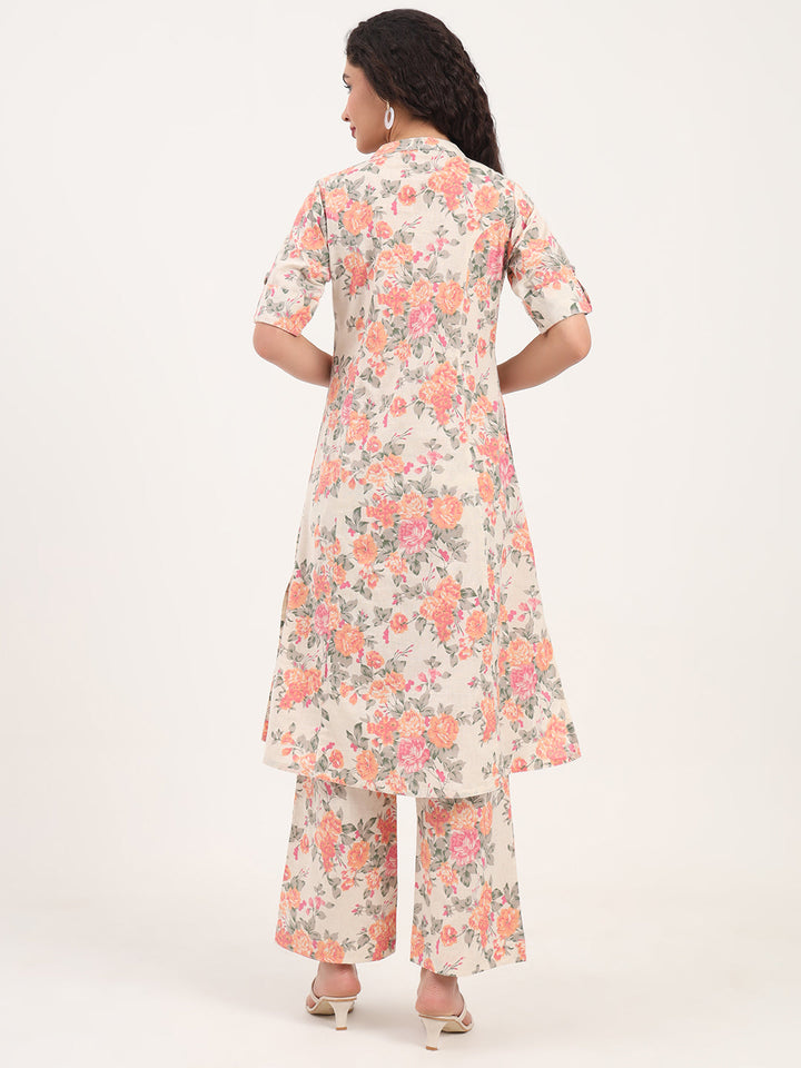 Cream-Cotton-Floral-Printed-2-Piece-Kurta-Set