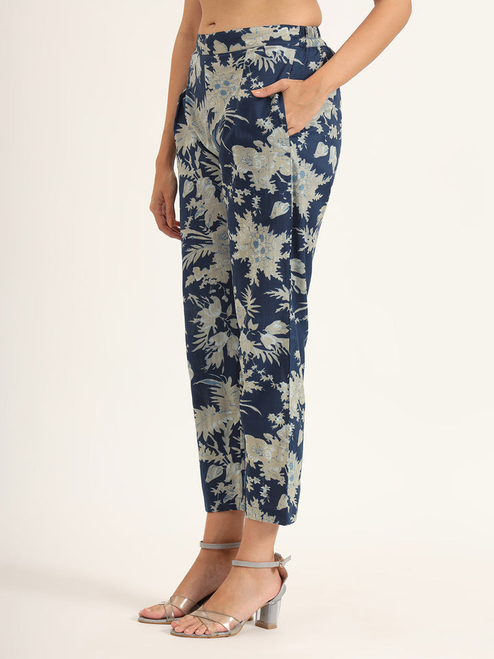 Navy-Blue-Cotton-Floral-Shirt-Style-Co-Ord-Set