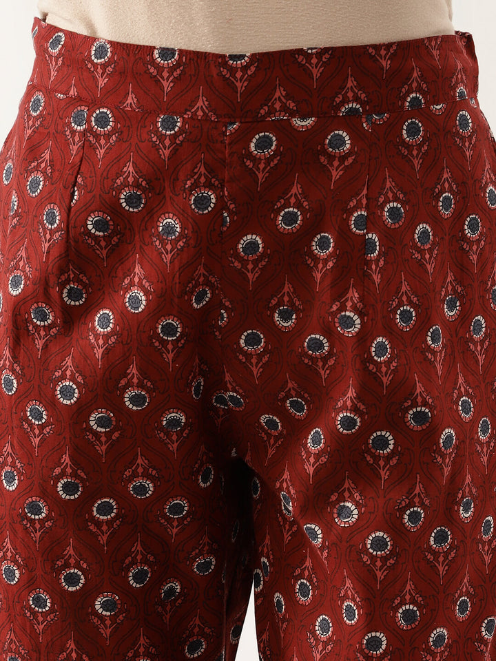Maroon-Cotton-Floral-Printed-3-Pieceanarkali-Set