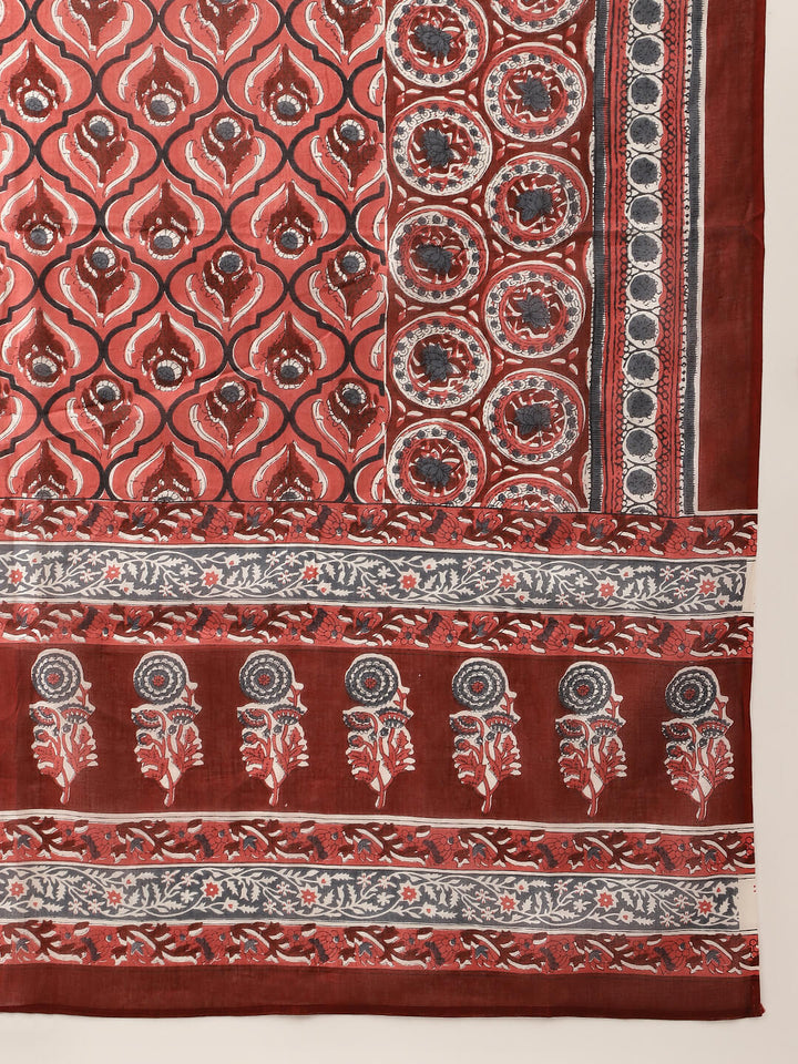 Maroon-Cotton-Floral-Printed-3-Pieceanarkali-Set
