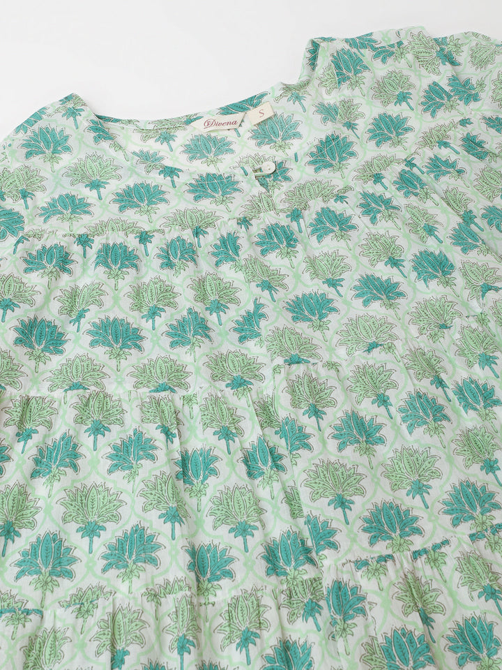 Green-Cotton-Hand-Block-Floral-Printed-3-Piece-Kurta-Set