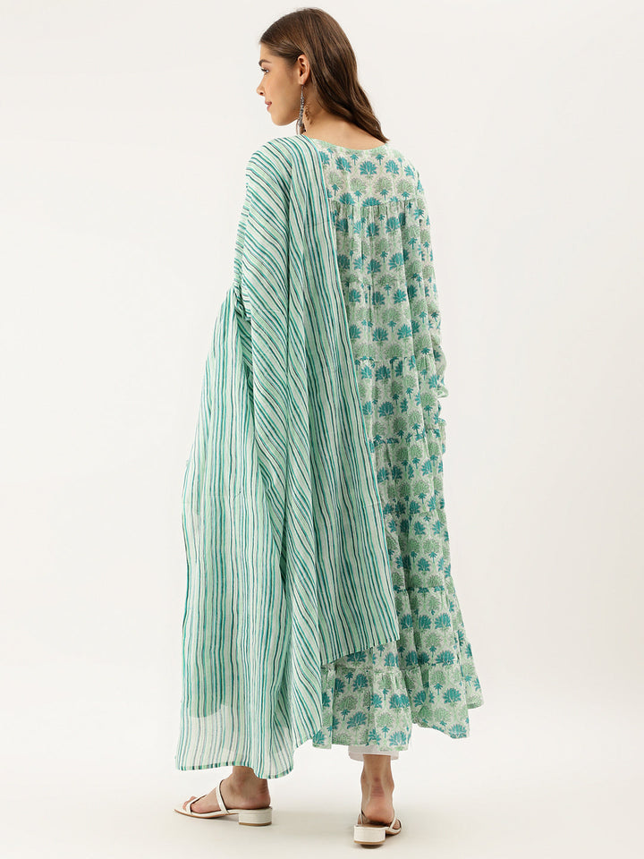 Green-Cotton-Hand-Block-Floral-Printed-3-Piece-Kurta-Set