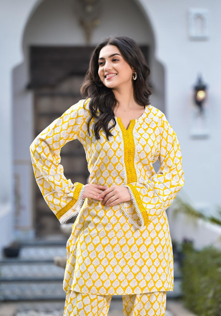 Yellow-Rayon-Floral-Print-2-Piece-Kurta-Set