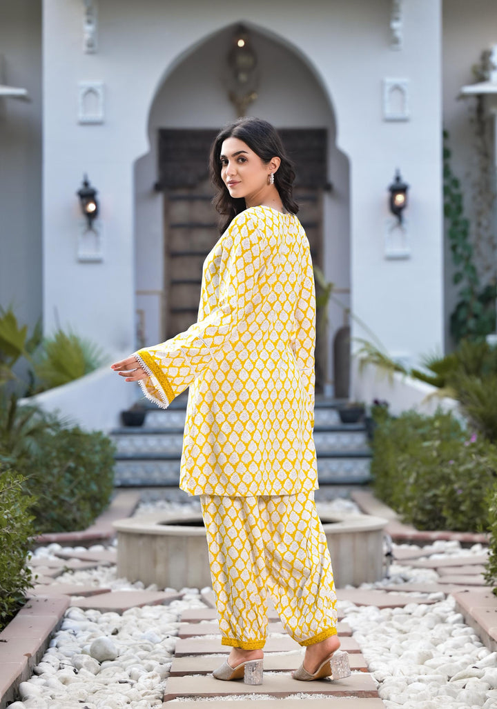 Yellow-Rayon-Floral-Print-2-Piece-Kurta-Set
