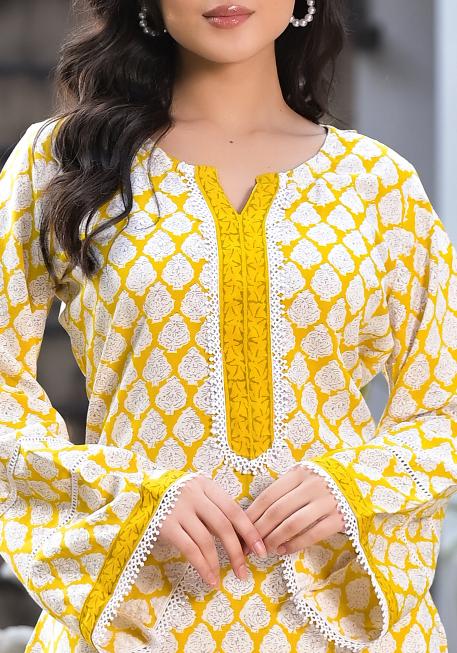 Yellow-Rayon-Floral-Print-2-Piece-Kurta-Set
