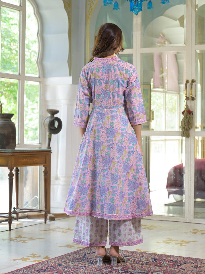 Pink-Cotton-Block-Print-Angarakha-Kurta-Set
