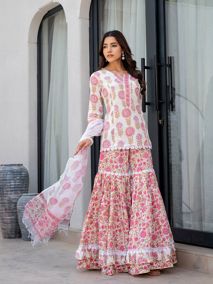 White-&-Red-Cotton-Floral-Print-Sharara-Set