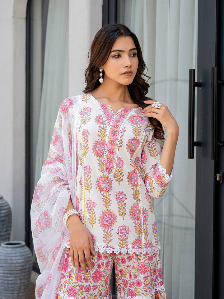 White-&-Red-Cotton-Floral-Print-Sharara-Set