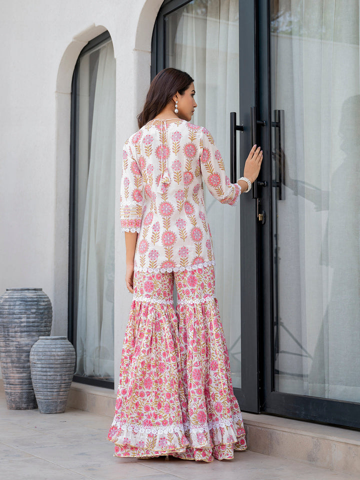 White-&-Red-Cotton-Floral-Print-Sharara-Set