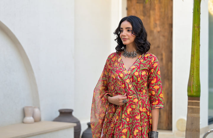 Maroon-Cotton-Floral-Printed-Angarkha-Sharara-Set