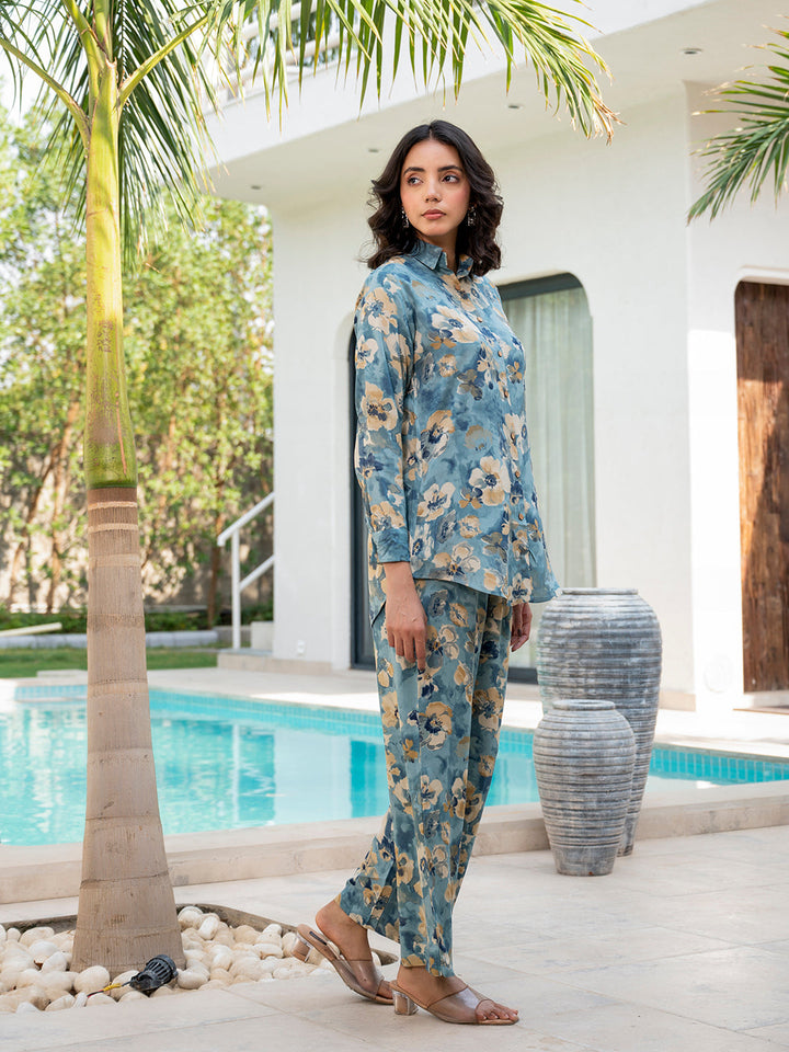 Blue-Rayon-Floral-Printed-Co-Ord-Set
