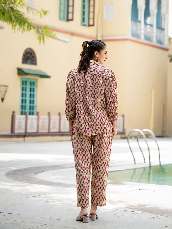 Red-Cotton-Floral-Print-Straight-Co-Ord-Set