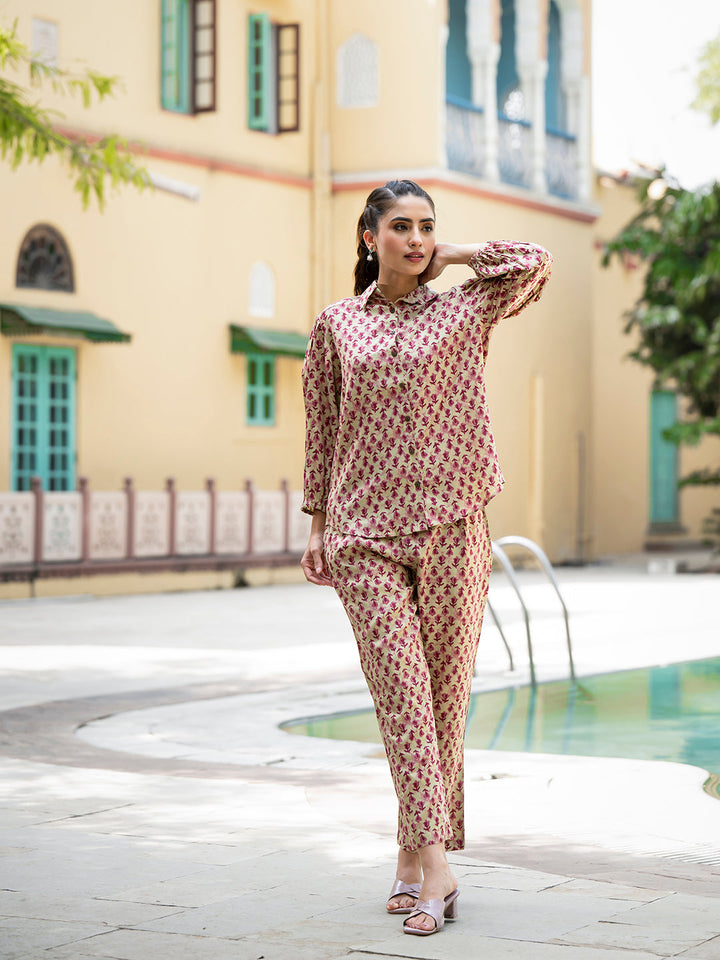 Red-Cotton-Floral-Print-Straight-Co-Ord-Set