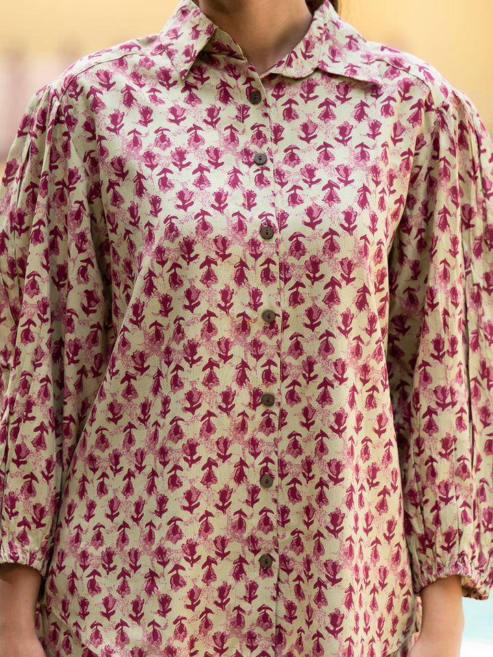 Red-Cotton-Floral-Print-Straight-Co-Ord-Set