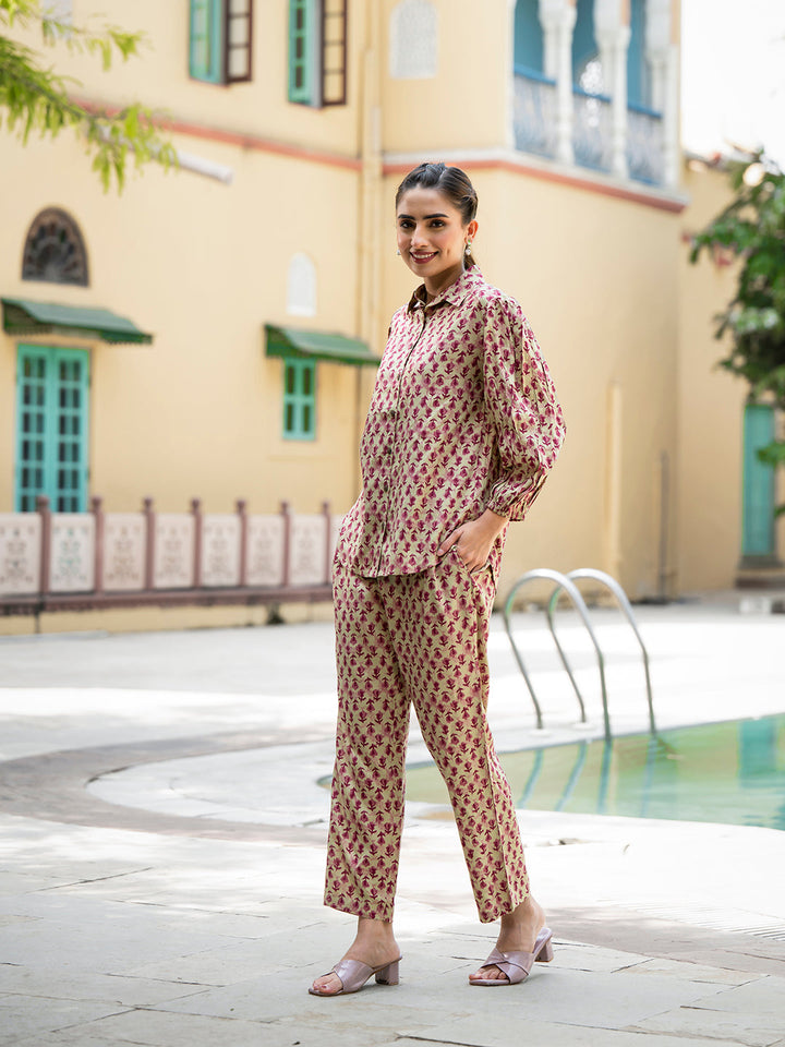 Red-Cotton-Floral-Print-Straight-Co-Ord-Set