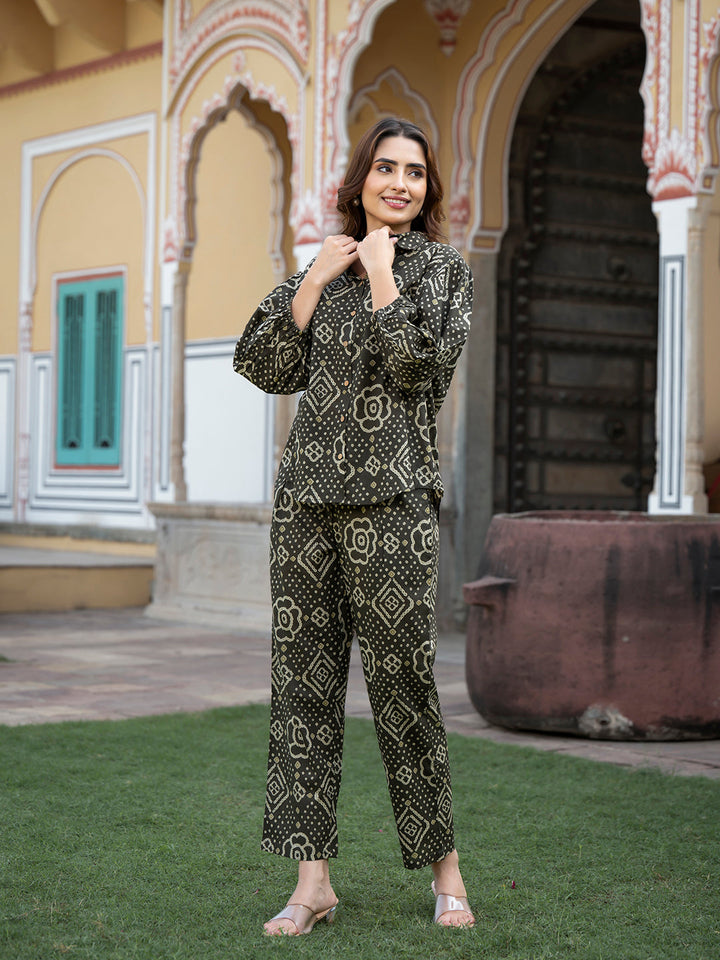Brown-Cotton-Floral-Print-Straight-Co-Ord-Set