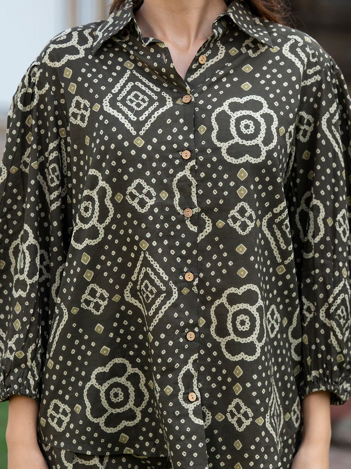 Brown-Cotton-Floral-Print-Straight-Co-Ord-Set