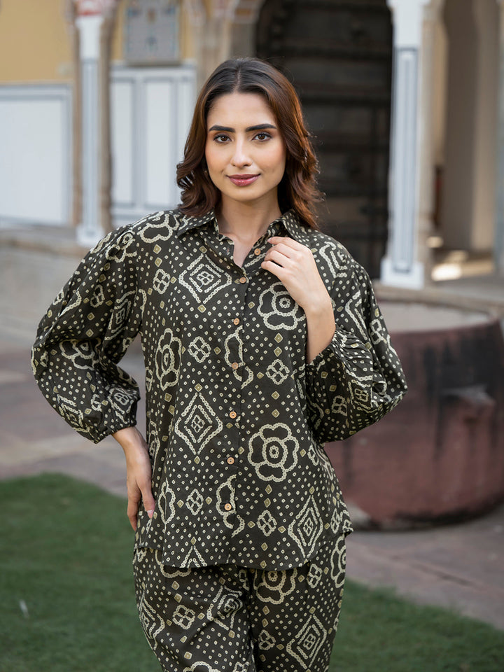 Brown-Cotton-Floral-Print-Straight-Co-Ord-Set