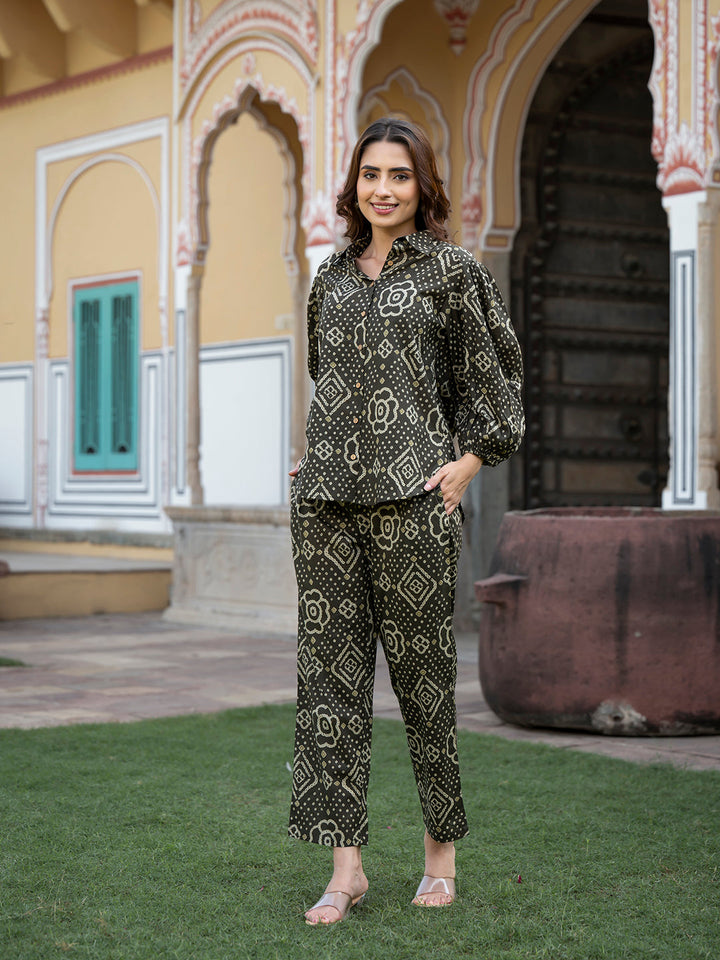 Brown-Cotton-Floral-Print-Straight-Co-Ord-Set