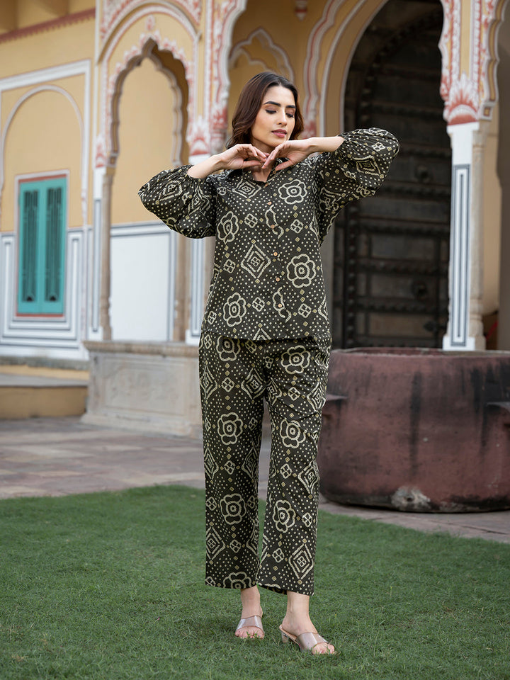 Brown-Cotton-Floral-Print-Straight-Co-Ord-Set
