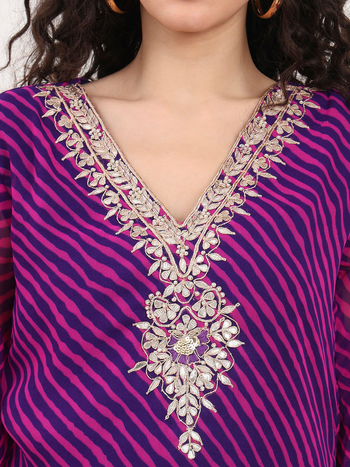 Purple-Leheriya-Gotta-Patti-Work-Geogratte-V-Neck-Tunic-ONLY