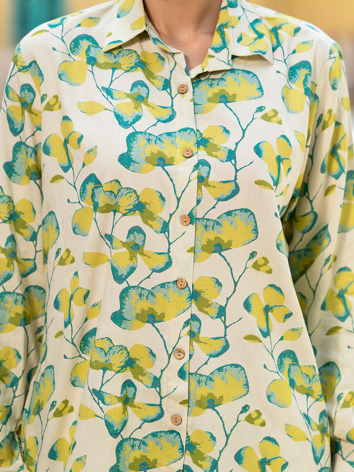 Green-Rayon-Floral-Printed-Shirt-Style-Co-Ord-Set
