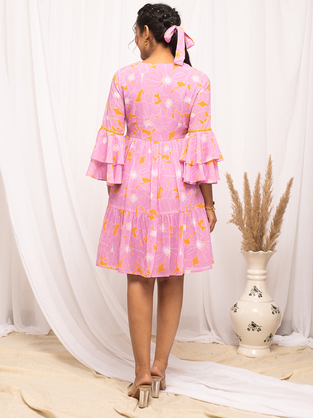 Light-Pink-Georgette-Floral-Printed-Dress