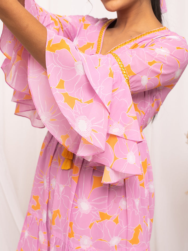 Light-Pink-Georgette-Floral-Printed-Dress