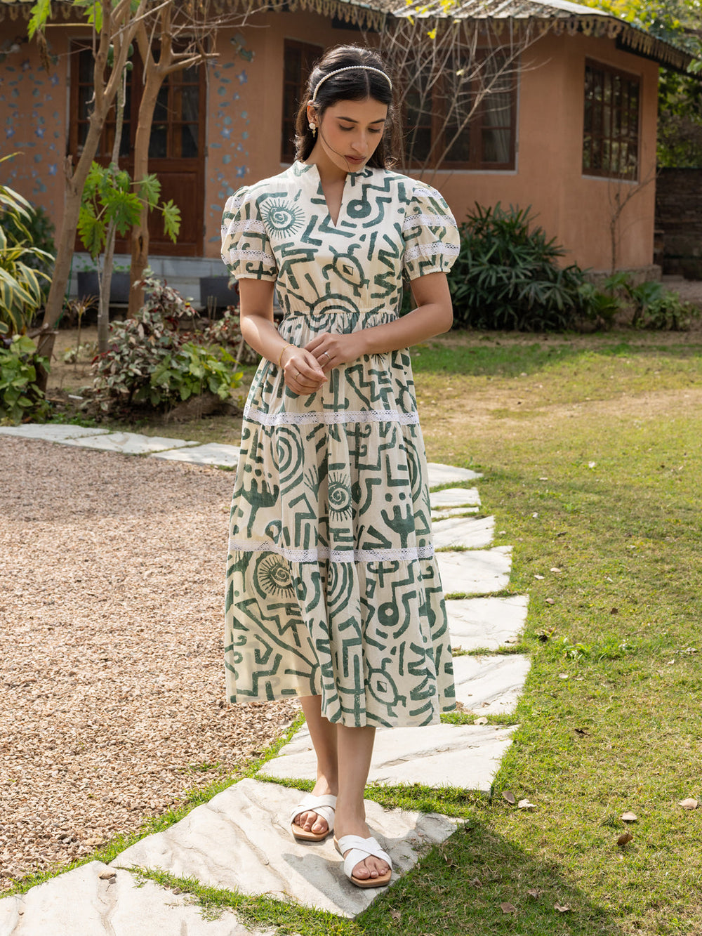 Off-White-Cotton-Printed-Midi-Dress