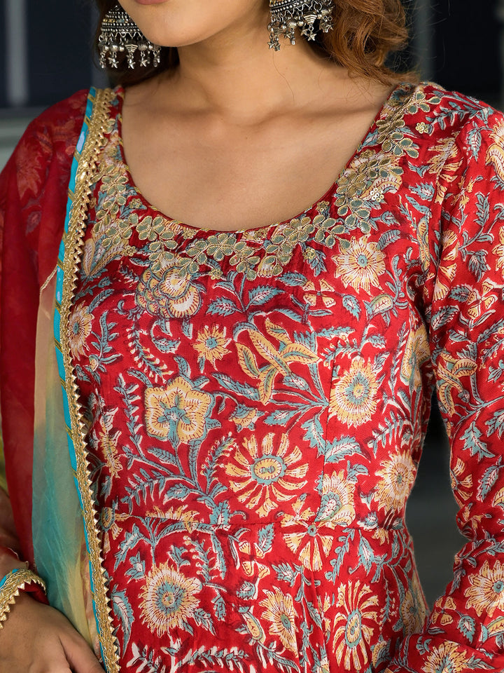 Red-Maroon-Muslin-Floral-Printed-3-Piece-Anarkali-Set