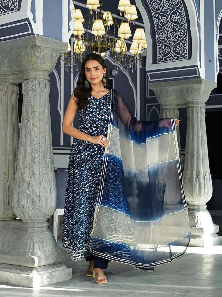 Indigo-Blue-Muslin-Floral-Print-3-Piece-Anarkali-Set