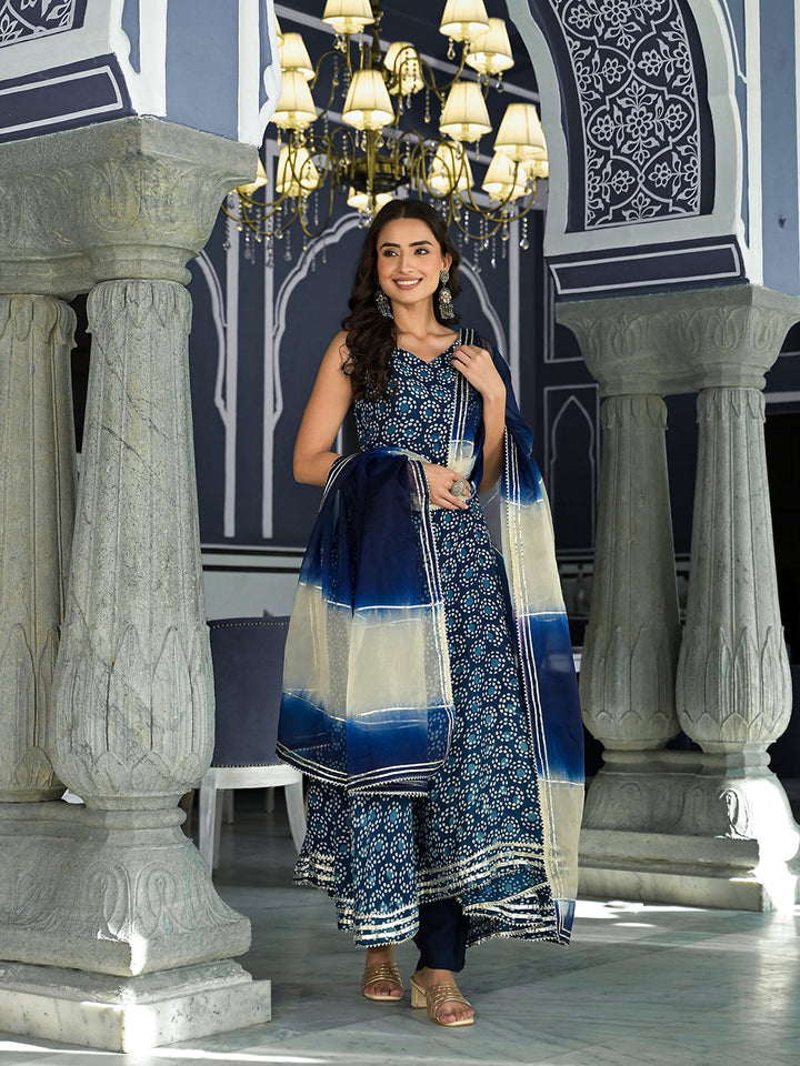Indigo-Blue-Muslin-Floral-Print-3-Piece-Anarkali-Set